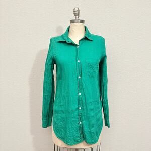 MONDAY SWIMWEAR Monaco Shirt Jade Green Linen Button Up Beachy